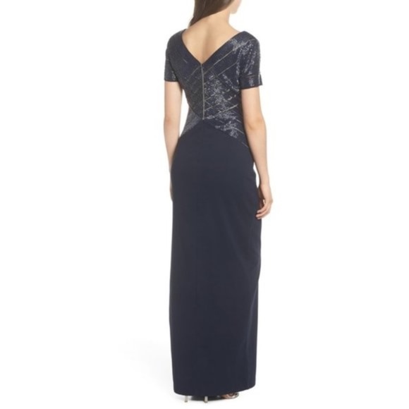 Adrianna Papell Beaded Crosshatch Gown - Picture 2 of 8